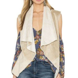 Anthropologie Bishop + Young Faux Suede & Fur Tan Nude Vest Sleev…
